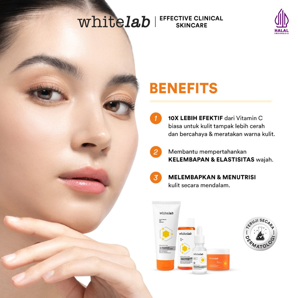 Whitelab 4 pcs Glow Booster C-Dose+ Brightening Paket Wajah - Facial Wash, Toner, Serum, with Moisturizer Paket Skincare