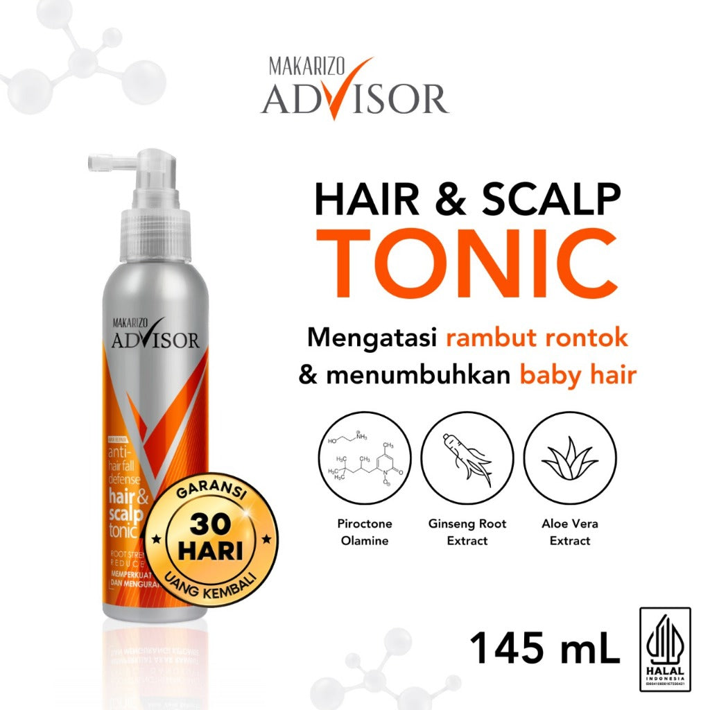 Makarizo Advisor Hair & Scalp Tonic 140 mL & 145mL - 2 in 1 Untuk Rambut Rontok dan Ketombe