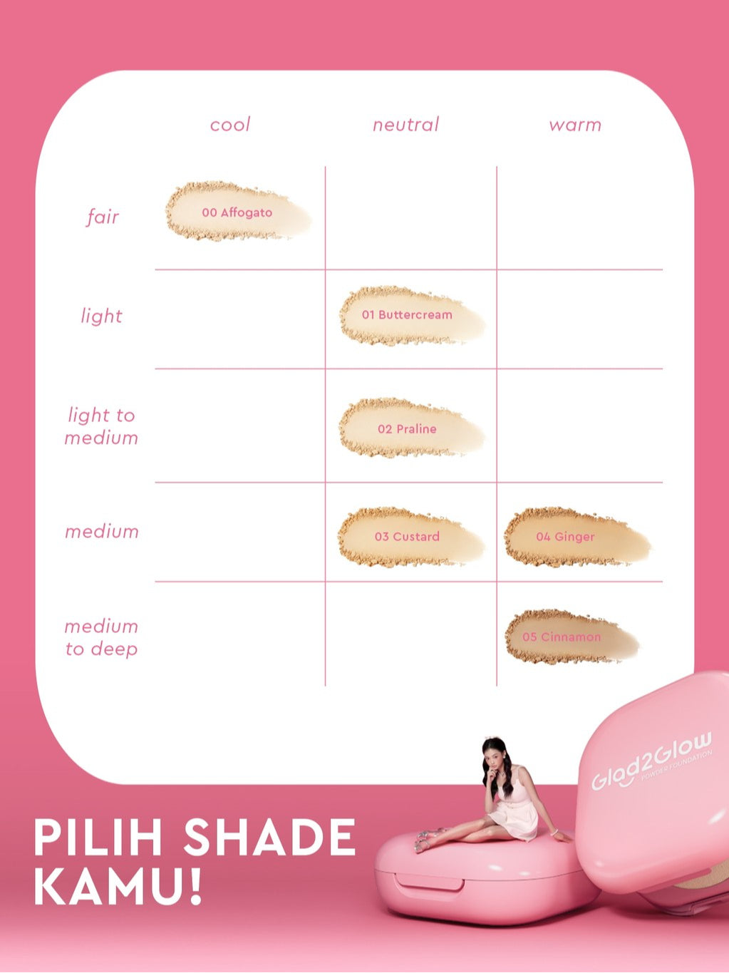 Glad2Glow Perfect Blurring Powder Foundation waterproof setting two way cake TWC Mengandung squalane dan vitamin E concealer pengontrol minyak meratakan warna kulit bantalan udara yang menjaga kelembapan alas bedak krim BB concealer g2glow official store