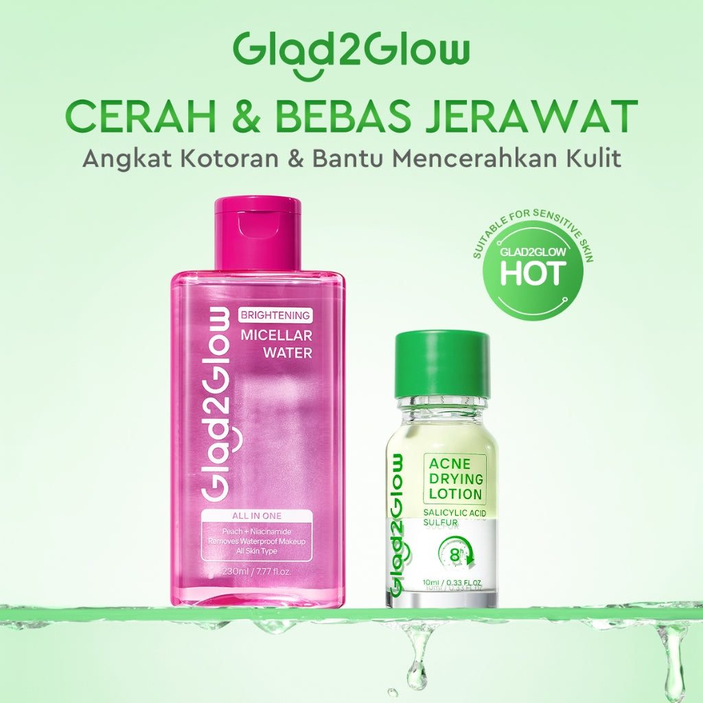GLAD2GLOW Acne Drying Lotion Mengeringkan Jerawat 8 Jam Dengan Sulfur BHA & Bahan Alami Instant Acne Care Acne Gel Patch Spot Jerawat Serum Moisturizer Acne Skincare Wajah face wash facial Salicylic Acid Niacinamide g2glow official store