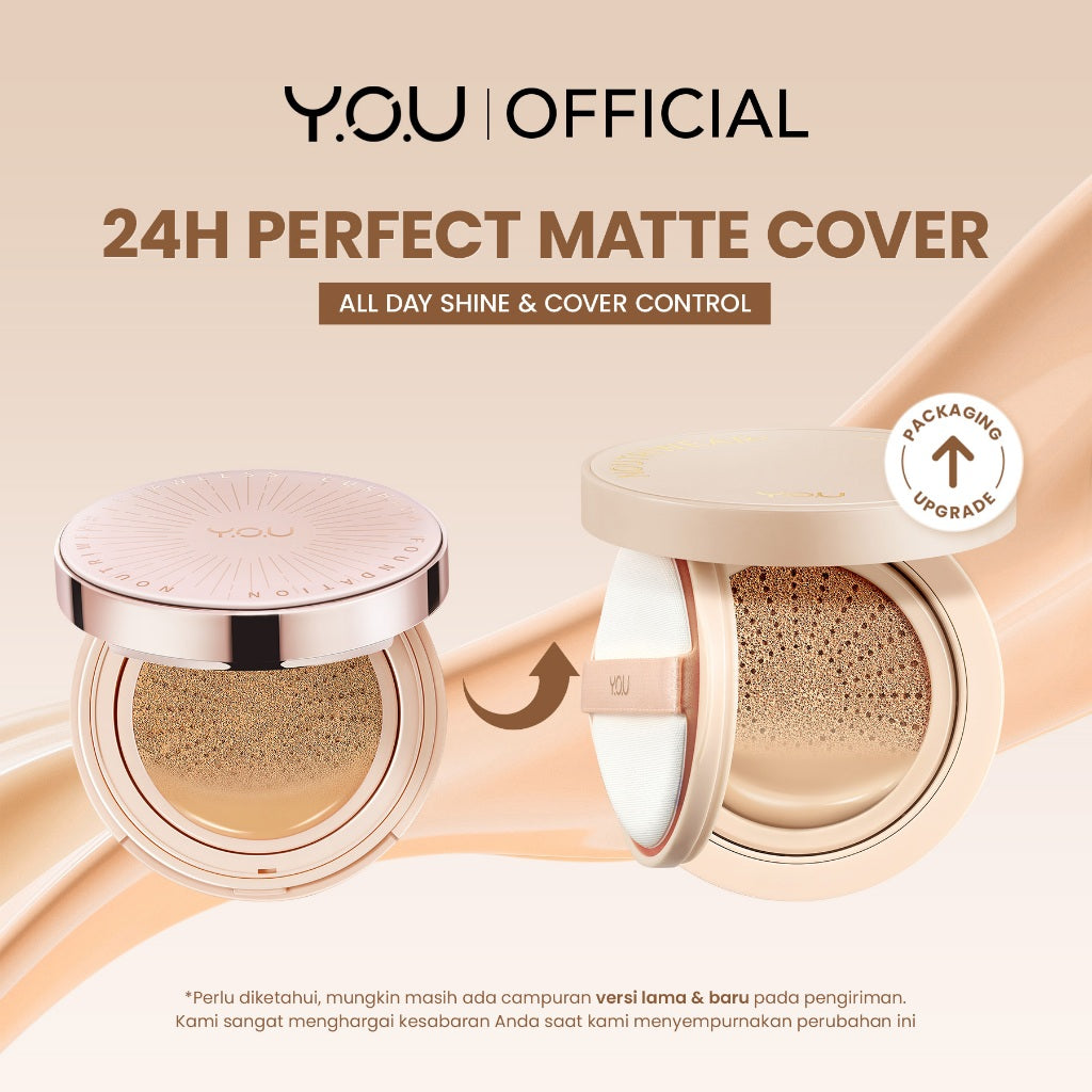 YOU Noutriwear+ Flawless Cushion Foundation Nourishing Poreless Perfect Coverage Tahan Lama 16 Jam | Cushion Long Lasting | Cushion