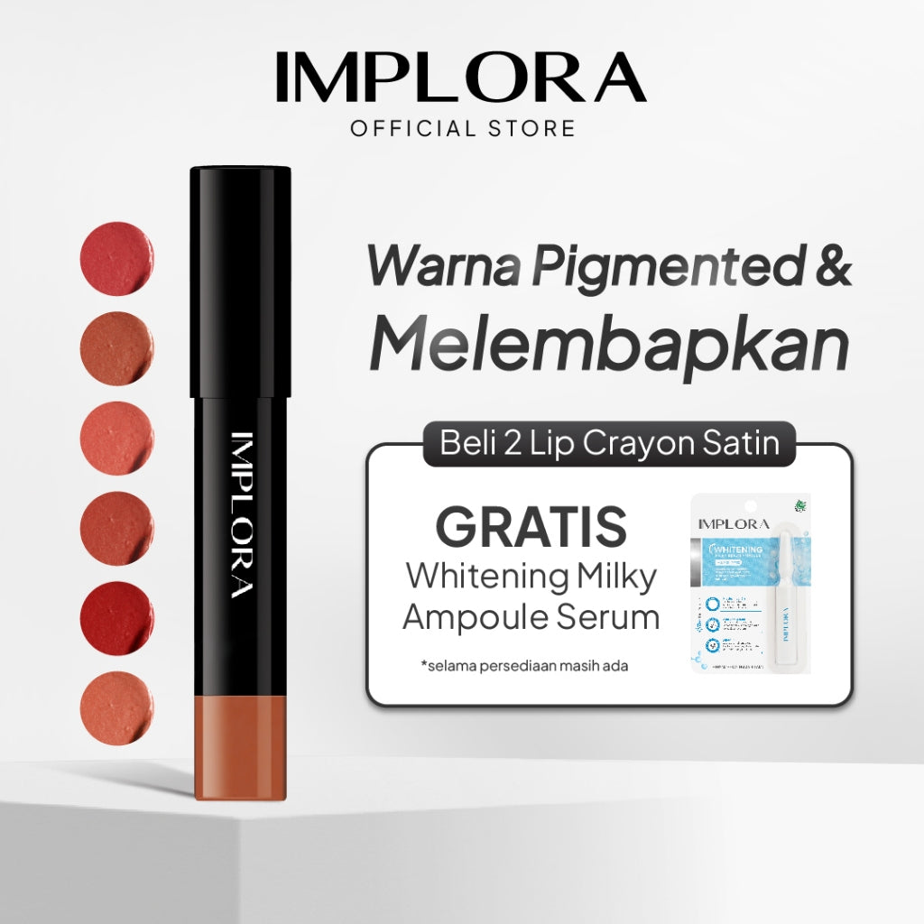 Implora Lip Crayon Satin 3,5 gr | Lipstik Ringan | Gloss Satin Finish