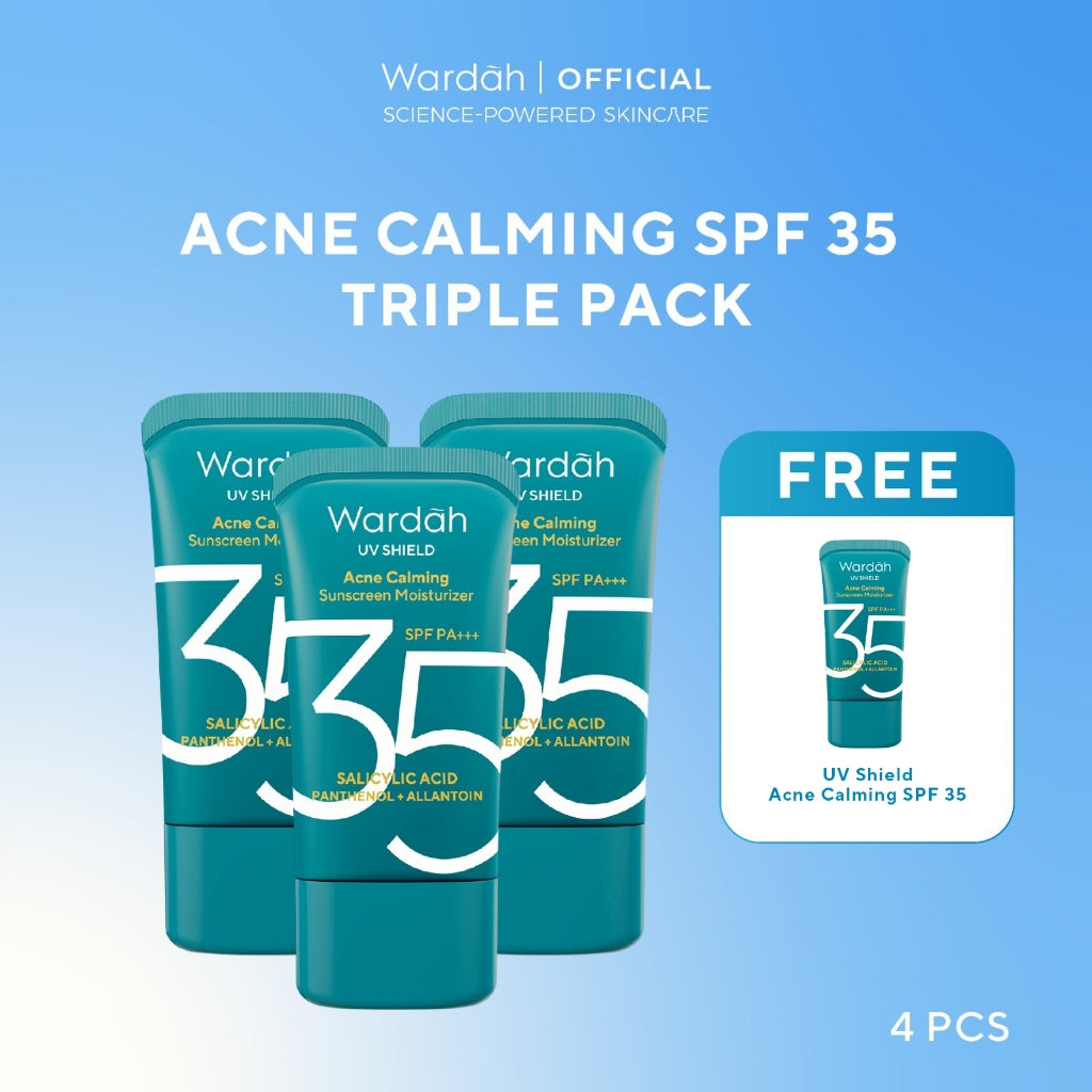 [TRIPLE PACK] Wardah UV Shield Sunscreen SPF 35 SPF 50 Airy Smooth Essential Gel Acne Calming Aqua Fresh Tone Up Physical - Skincare