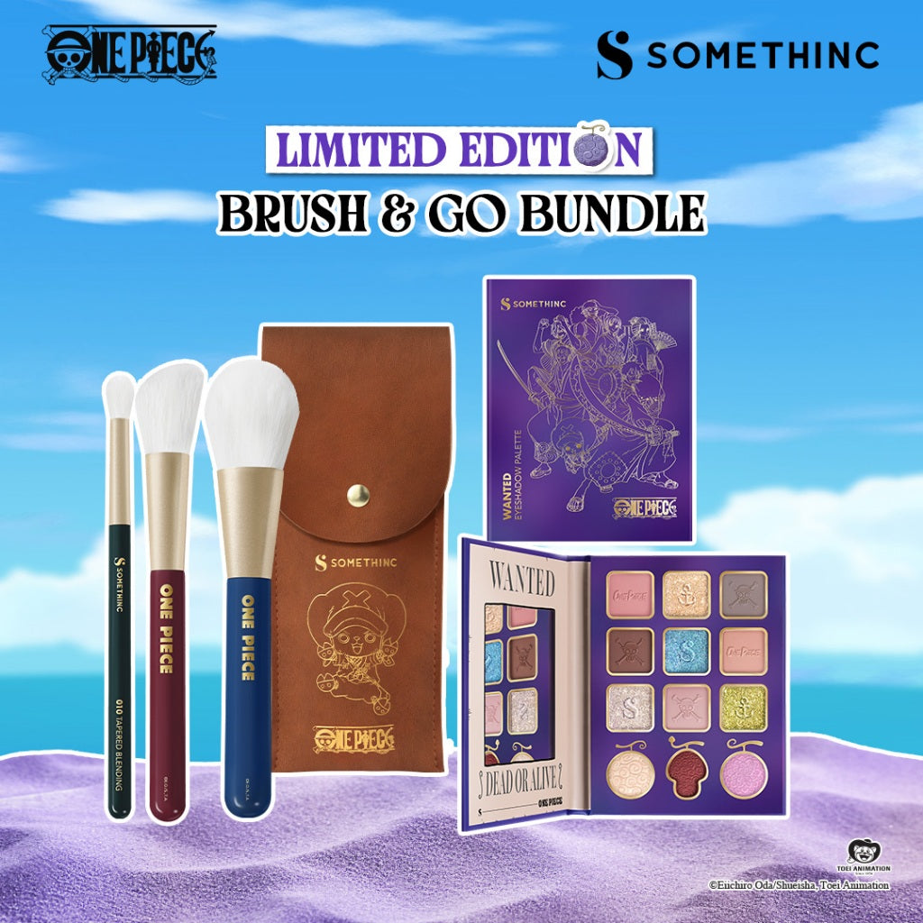 SOMETHINC [2 PCS] One Piece Limited Edition BRUSH & GO (Wanted Eyeshadow Palette, Travel Brush Set)