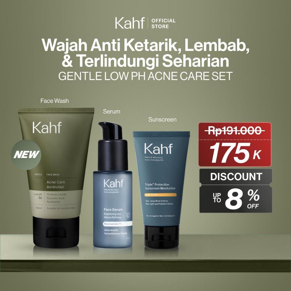[KAHF BUNDLE 3IN1 PAKET PERAWATAN WAJAH : WAJAH ANTI KETARIK, LEMBAB, & TERLINDUNGI SEHARIAN] Paket Face Care Expert Complete Kit (Face Wash + Serum + Sunscreen Moisturizer) - Suitable for Daily Use