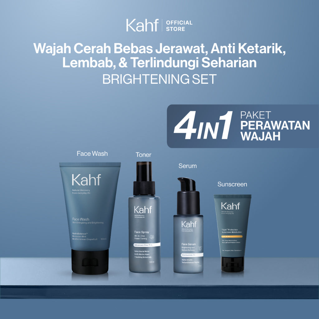 [SPECIAL 11.11 : KAHF BUNDLE 4IN1 PAKET PERAWATAN WAJAH] Paket Face Care Expert Complete Kit (Face Wash + Toner + Serum + Sunscreen Moisturizer) - Wajah Bebas Jerawat, Anti Ketarik, Lembab, & Terlindungi Seharian - Suitable for Daily Use