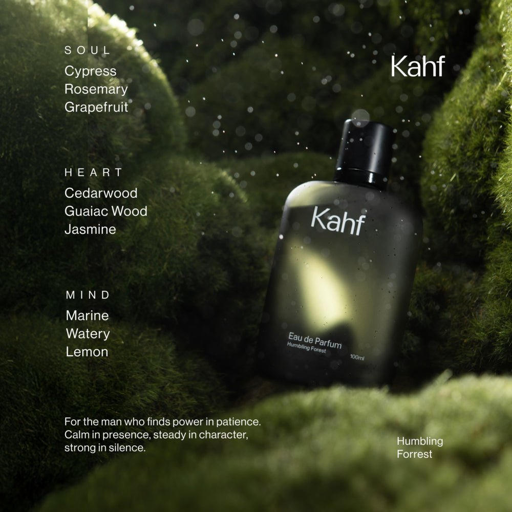 NEW LAUNCH EDP! Kahf Humbling Forest Parfum Series (Eau de Parfum 100 ml + Eau de Toilette 35 ml) - Fragrance EDP EDT Cedarwood, Oakmoss & Amber - Parfum Maskulin Pria Lokal Wangi Tahan Lama Woody Amber & Percaya Diri Seharian