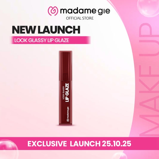 [LS] [NEW LAUNCH] Madame Gie Look Glassy Lip Glaze - Makeup Lip Vinyl Glaze | Non Crack & Non Sticky  | Longlasting Glaze Lock Tech | Transferproof, Smudgeproof & Non-Sticky | Hydrating Formula