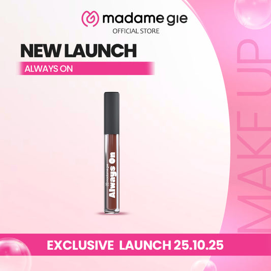 [LS] [NEW LAUNCH] Madame Gie Always ON Lip Cream - Makeup Lip Cream Soft Matte Finish | Lip Cream Matte Tahan Lama | Transferproof, Smudgeproof & Waterproof | Lip Cream Non Drying Formula | Creamy Texture