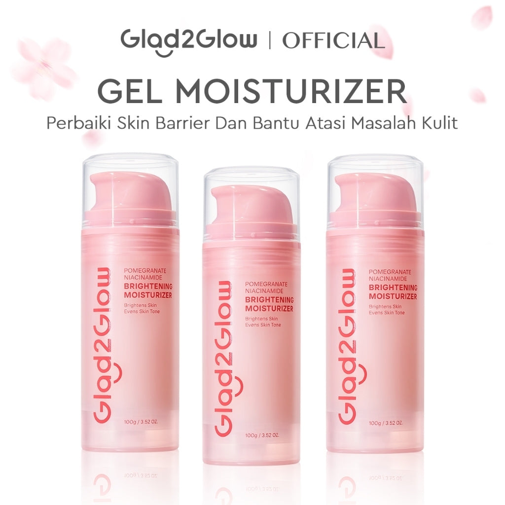 [Isi Besar Hemat]Glad2Glow Pomegranate Niacinamide Brightening Moisturizer 100g Mencerahkan Pemutih Kulit Gel Pelembab Bercahaya Krim Siang dan Malam Perawatan Kulit Ekstrak Delima Asam Lemak Asam Delima Pelembab Esensi Wajah Perawatan g2g official store