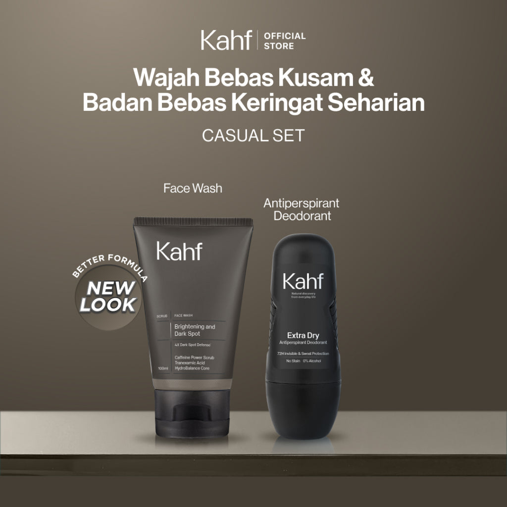 [KAHF BUNDLE 2IN1 PAKET PERAWATAN DAILY USE ESSENTIALS : WAJAH BEBAS KUSAM & BADAN BEBAS KERINGAT SEHARIAN] Paket Personal Care (Face Wash + Deodorant) - Suitable for Daily Use - Purify Set