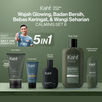 [CREATOR'S PICK - KAHF BUNDLE 5IN1 PAKET PERAWATAN DAILY USE ESSENTIALS : WAJAH GLOWING, BADAN BERSIH, BEBAS KERINGAT, & WANGI SEHARIAN] Paket Personal Care (Face Wash + Sunscreen + Body Wash + Deodorant + Eau de Toilette) - Suitable for Daily Use