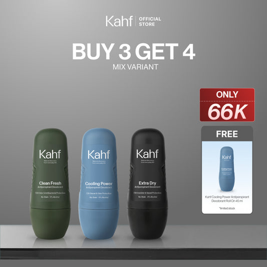 [SPECIAL 11.11 : B3G4 - KAHF BUNDLE 3IN1 PAKET DEODORANT] Triple Pack Kahf Deodorant Roll On Antiperspirant 45 ml - 3 pcs Deodoran Pria - Deo Anti Iritasi, Anti Bau, Fresh, Bebas Keringat, Wangi - Suitable for Daily Use