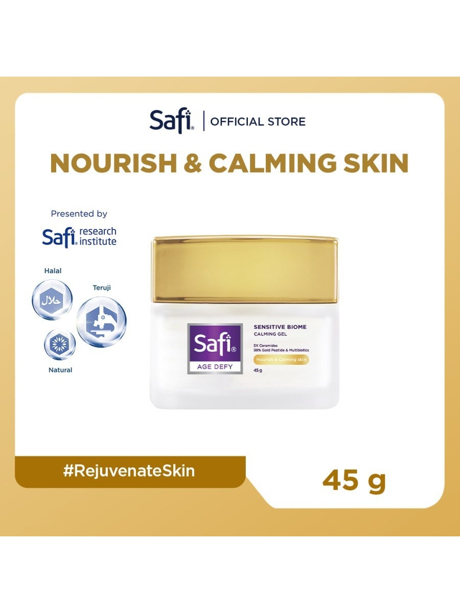 Safi Age Defy Sensitive Biome Calming Gel 45gr - Pelembap Wajah Sensitif Hypoallergenic, Menenangkan & Melembapkan Kulit