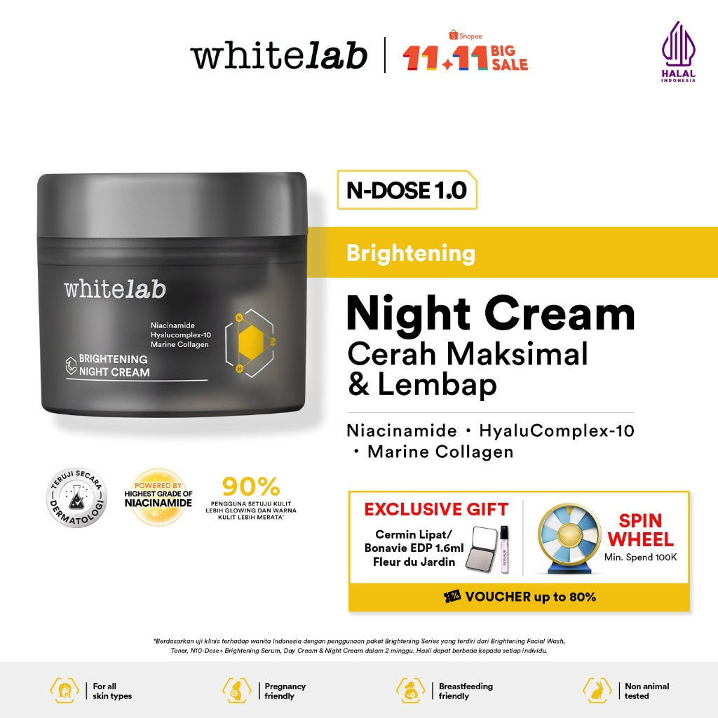 Whitelab Water Moisturizer Brightening - Pelembap Hidrasi Pencerah Wajah N-Dose+ 2.0 Intensive nite cream