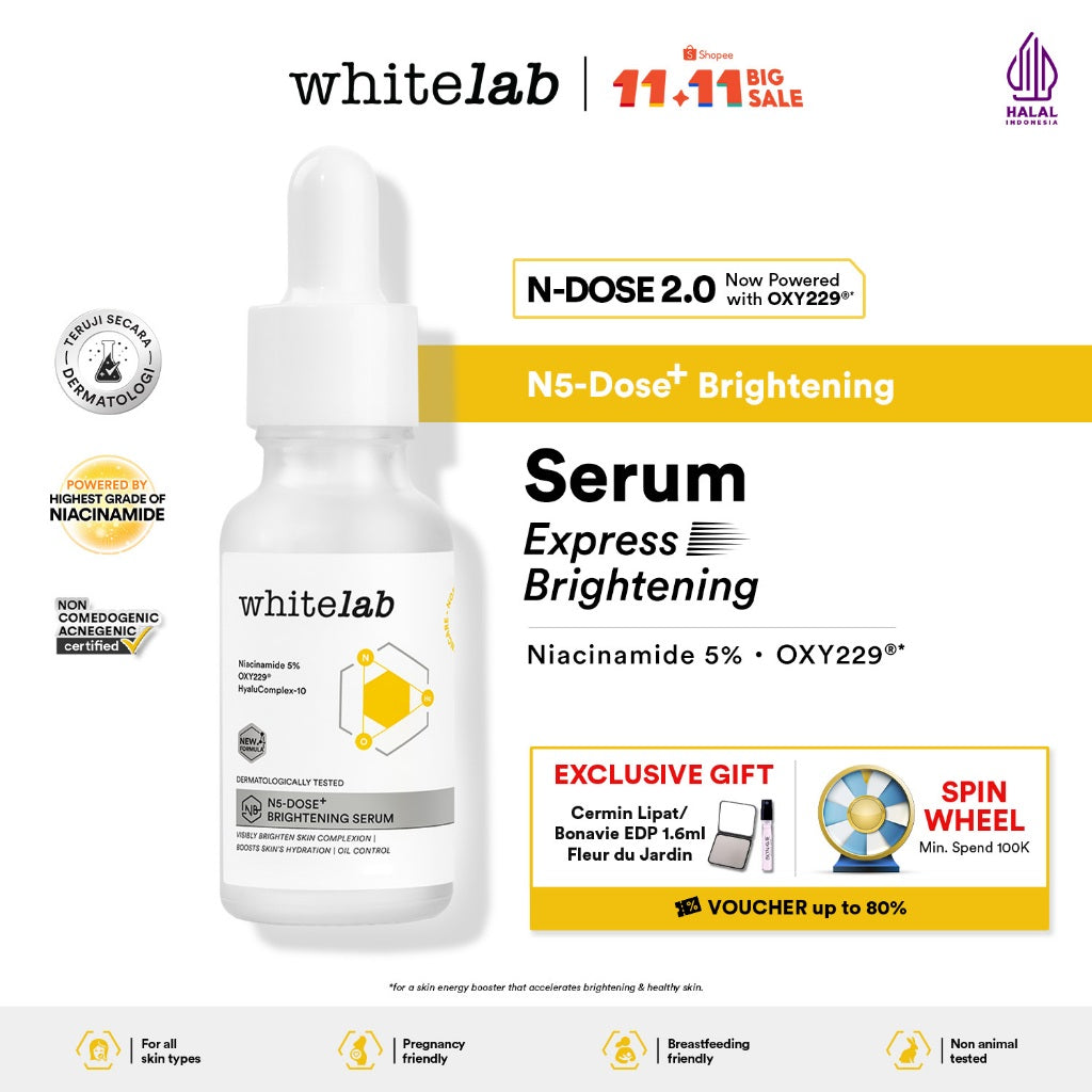 Whitelab Serum Niacinamide 5% Brightening Booster - Cerah Maksimal untuk Kulit Sensitif N5-Dose+ 2.0