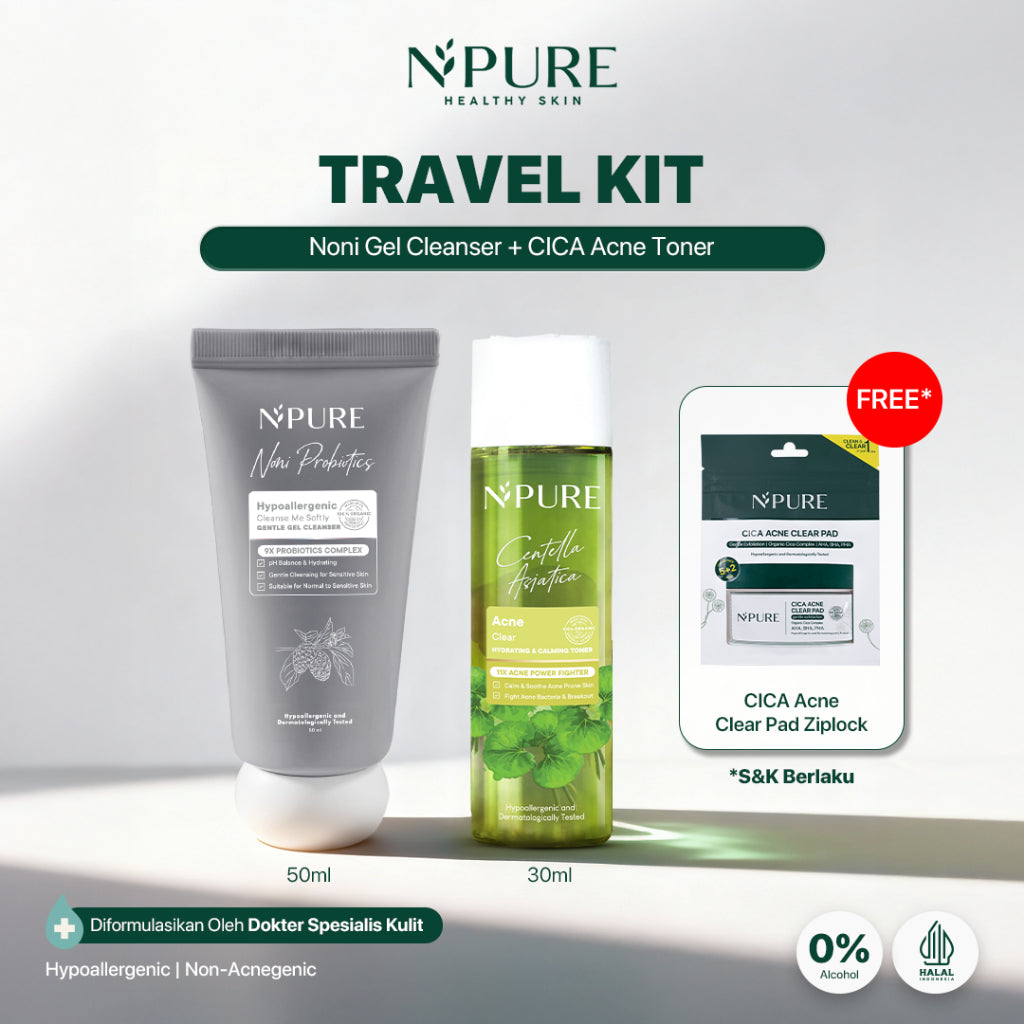 TRAVEL KIT - NPURE Cleanser Gel Noni Mini 50Ml / Cleanse Me Softly / Gentle Skin Cleanser / Pembersih Wajah Hypoallergenic / Sensitive Approved / Eczema / Semua Jenis Kulit / ph Balance / Travel Size
