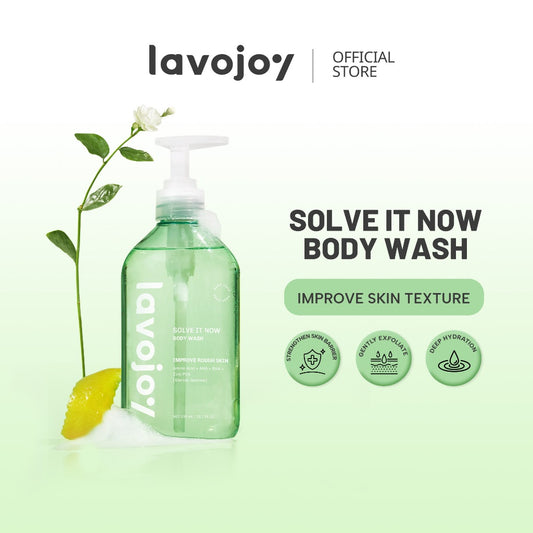 Lavojoy Solve It Now Body Wash | Sabun Mandi Cair Untuk Melembabkan Kulit Sensitif,  Merawat Kulit Berjerawat Dan Menghaluskan Tekstur Kulit Kasar | Mengandung Amino Acid, AHA, BHA Dan Zinc PCA
