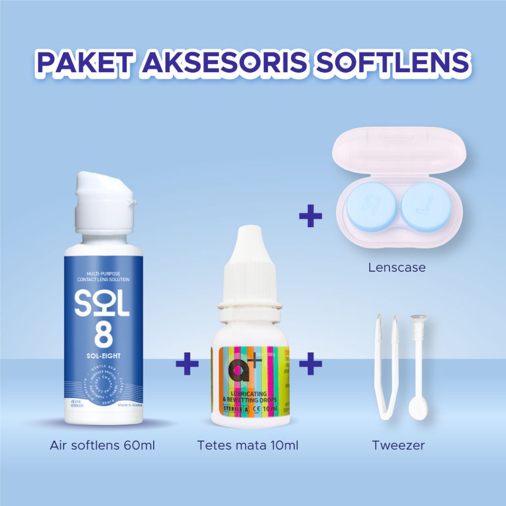 Paket Pemula Exoticon Cairan Softlens/Perendam Soflen + Tetes Mata + Tweezer Soflens