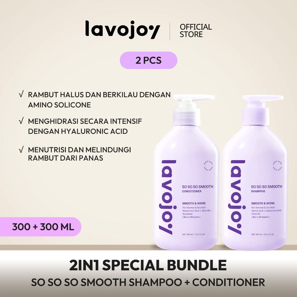 [HAIR CARE BUNDLE] Lavojoy Shampoo + Conditioner | Perawatan Rambut Rontok | Rambut Lepek | Anti Ketombe | Lembut Bervolume | Rambut Halus | Mengurangi Rambut Berminyak | Menutrisi Rambut | Mengurangi Gatal Kulit Kepala
