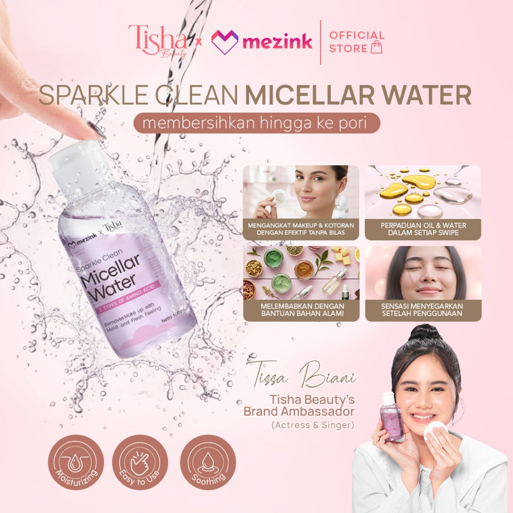 Tisha Beauty X Mezink Sparkle Clean Micellar Water - Gentle Makeup Remover 100ml