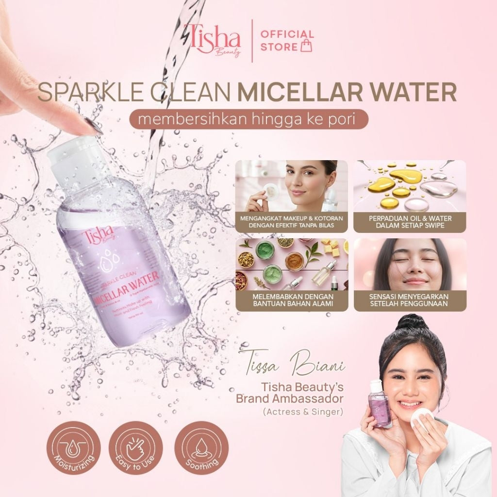 Tisha Beauty Sparkle Clean Micellar Water – Gentle Makeup Remover 100ml
