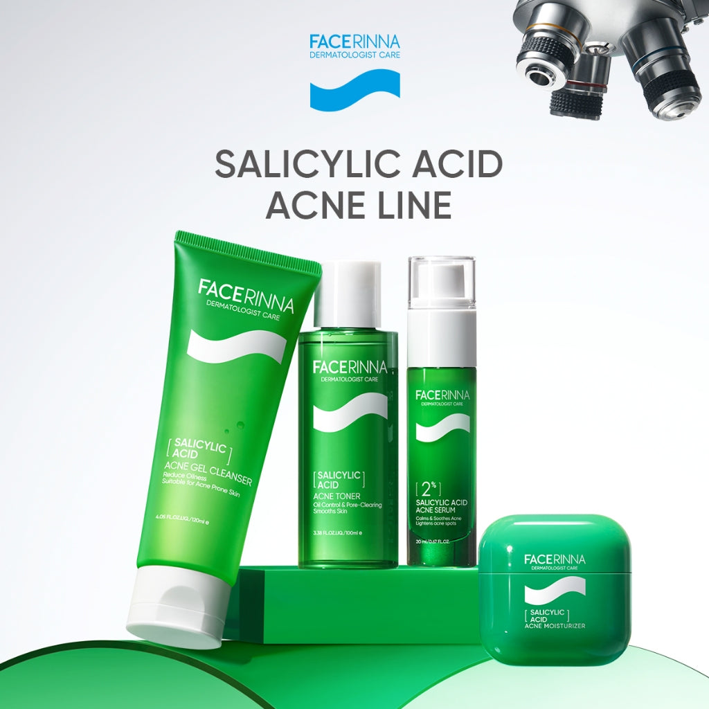 FACERINNA 2% Salicylic Acid + 2% Niacinamide Acne Serum 20ml |  Serum Jerawat Acne Treatment Menghilangkan Bekas Jerawat Kulit Beruntusan Mencegah Jerawat Datang Lagi Calms Acnes&Redness Prevents Breakout | Anti-Acne Exfoliating Brightening Pemutih Wajah