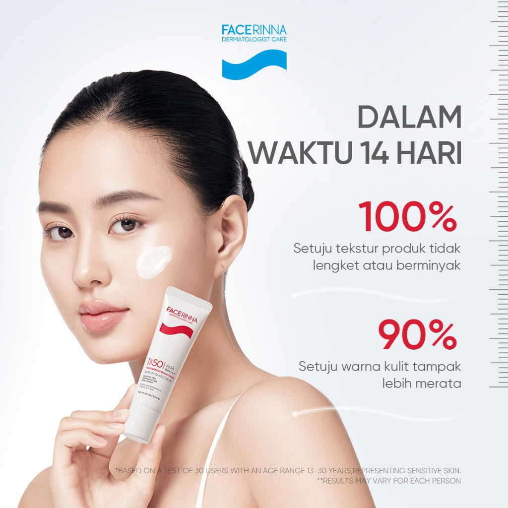 Facerinna Niacinamide Brightening Serum Sunscreen 30ml SPF 50 PA++++ | Proteksi UV Daily Physical