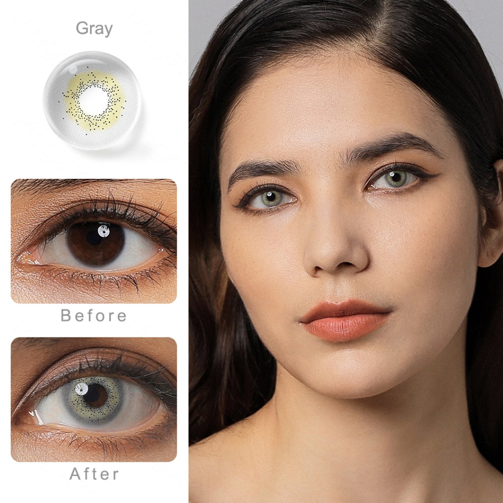 Magister Softlens Normal abu-abu coklat hitam seri Sepasang Lensa kontak diameter14.0-14.5MM kadar air 38% soflens