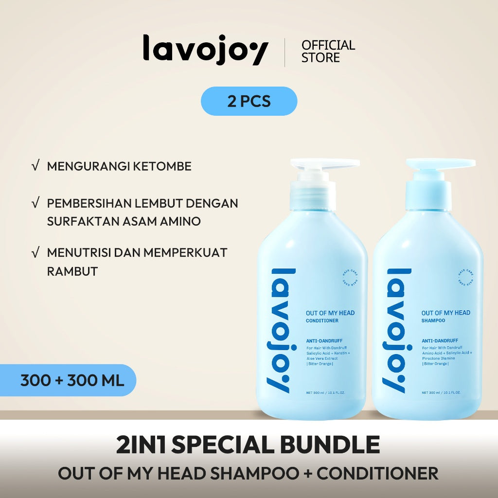 [HAIR CARE BUNDLE] Lavojoy Shampoo + Conditioner | Perawatan Rambut Rontok | Rambut Lepek | Anti Ketombe | Lembut Bervolume | Rambut Halus | Mengurangi Rambut Berminyak | Menutrisi Rambut | Mengurangi Gatal Kulit Kepala