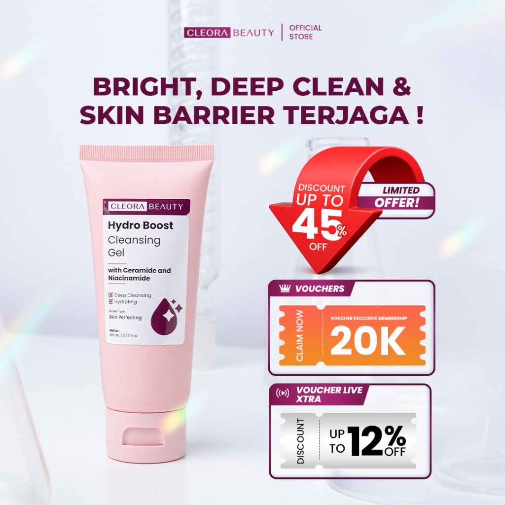 CLEORA - Hydro Boost Cleansing Gel - Face Wash Brightening With Niacinimide Mencerahkan Dan Memperbaiki Skin Barrier  Skincare Wanita Pria Sabun Cuci Muka For All Skin Type