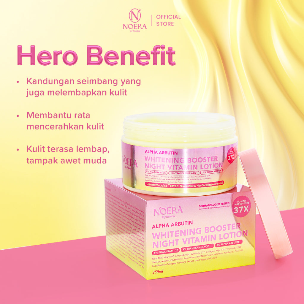 Noera Whitening Booster Night Vitamin Lotion | Hb Dosting Pencerah Kulit | Lotion Pemutih Kulit