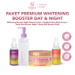 Noera Paket Premium Whitening Booster Day & Night | Whitening Booster Night Vitamin Lotion + Bright and Glow Body Serum + Body Skin Booster Daily + Body Skin Booster Night