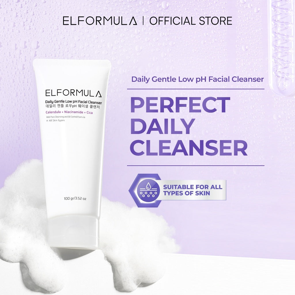 ELFORMULA Daily Gentle Low pH Facial Cleanser - Face Wash Facewash Sabun Cuci Muka Acne-Prone Kulit Berminyak Oil Control Pembersih Wajah Glowing Mencerahkan Melembabkan Wajah Niacinamide Calendula Cica