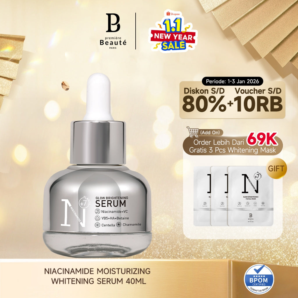 PREMIERE BEAUTE Whitening Serum 30ml  Niacinamide Centella Luminous White Glow Brightening Serum Kulit Kusam Noda Hitam Bekas Jerawat Eksfoliasi Brightening Serum serum wajah glowing dan putih untuk Kulit Kenyal HalusBebas Jerawat dan Tampak Mud