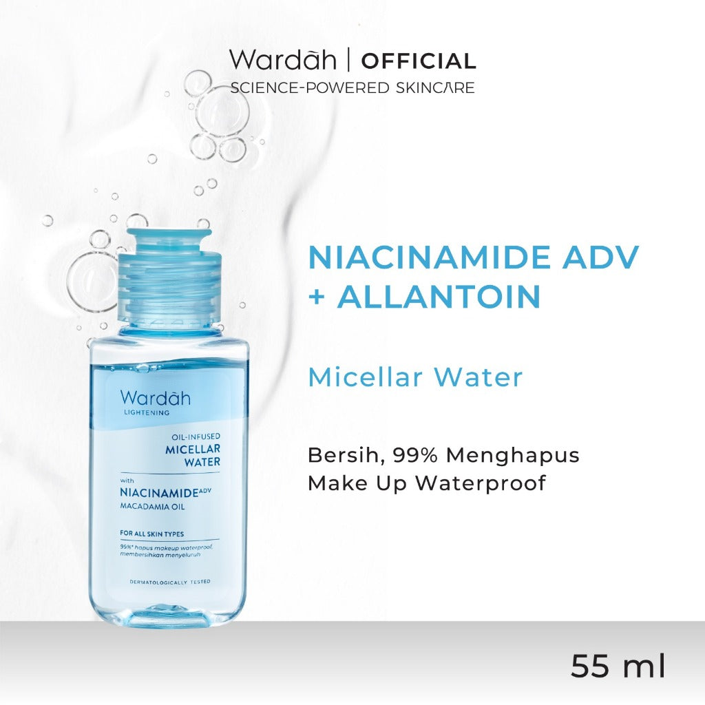 WARDAH Micellar Water All Series Perfect Bright Calm and Soothe Nature Daily Acnederm Lightening Oil Infused Pembersih Wajah Make Up Remover Waterproof Tanpa Bilas Skincare