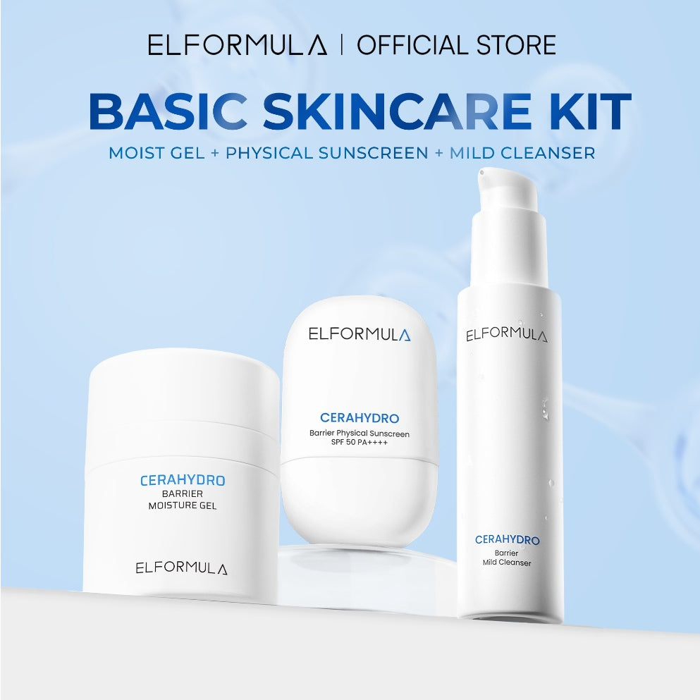 ELFORMULA Intensive Care Bundle 3in1 - Daily Gentle Low pH Facial Cleanser + Intensive Peeling Solution + CeraHydro Barrier Repair Moisture Gel