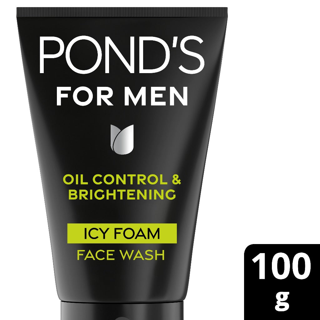 POND’S Skin Institute for Men Oil Control & Brightening ICY FOAM 100g- FACIAL WASH Pria Melawan Jerawat dan Mengontrol Minyak Berlebih