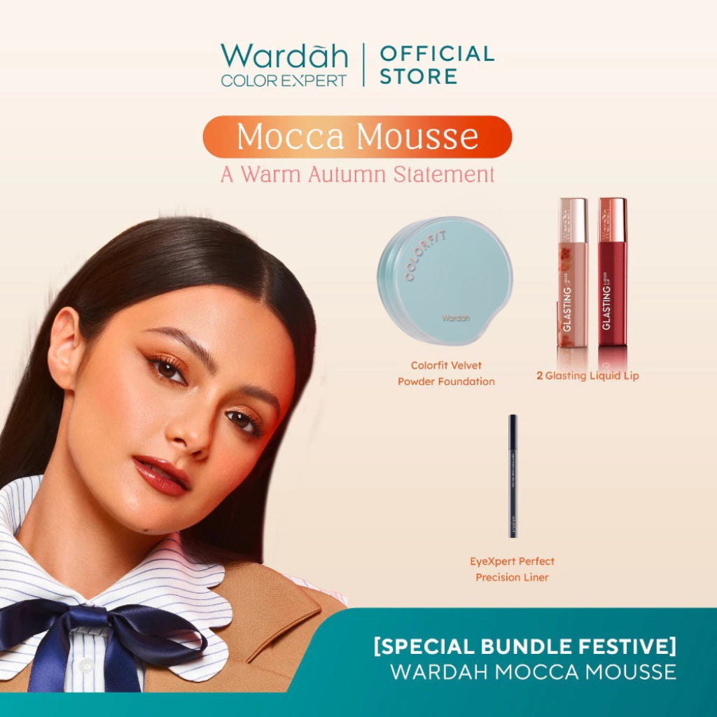 WARDAH Makeup Looks: Frosted Rose, Peachy Bloom, Mauve Radiance, Mocca Mousse – Colorfit Cushion, Liquid Lip, Lip Cream, Cream Blush, Exclusive Eyeshadow - Makeup - Tahan Lama dengan Bedak