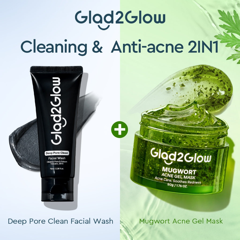 [NEW]Glad2glow Cleansing and Care Super Combo Volcanic Ash+BHA Deep Pore Clean Facial Cleanser Mencegah Komedo Face Wash Anti Jerawat Mengontrol Minyak Mencerahkan Kulit Mengecilkan Pori-Pori Pembersihan Mendalam g2glow official store