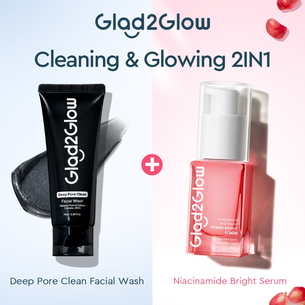 [NEW]Glad2glow Cleansing and Care Super Combo Volcanic Ash+BHA Deep Pore Clean Facial Cleanser Mencegah Komedo Face Wash Anti Jerawat Mengontrol Minyak Mencerahkan Kulit Mengecilkan Pori-Pori Pembersihan Mendalam g2glow official store