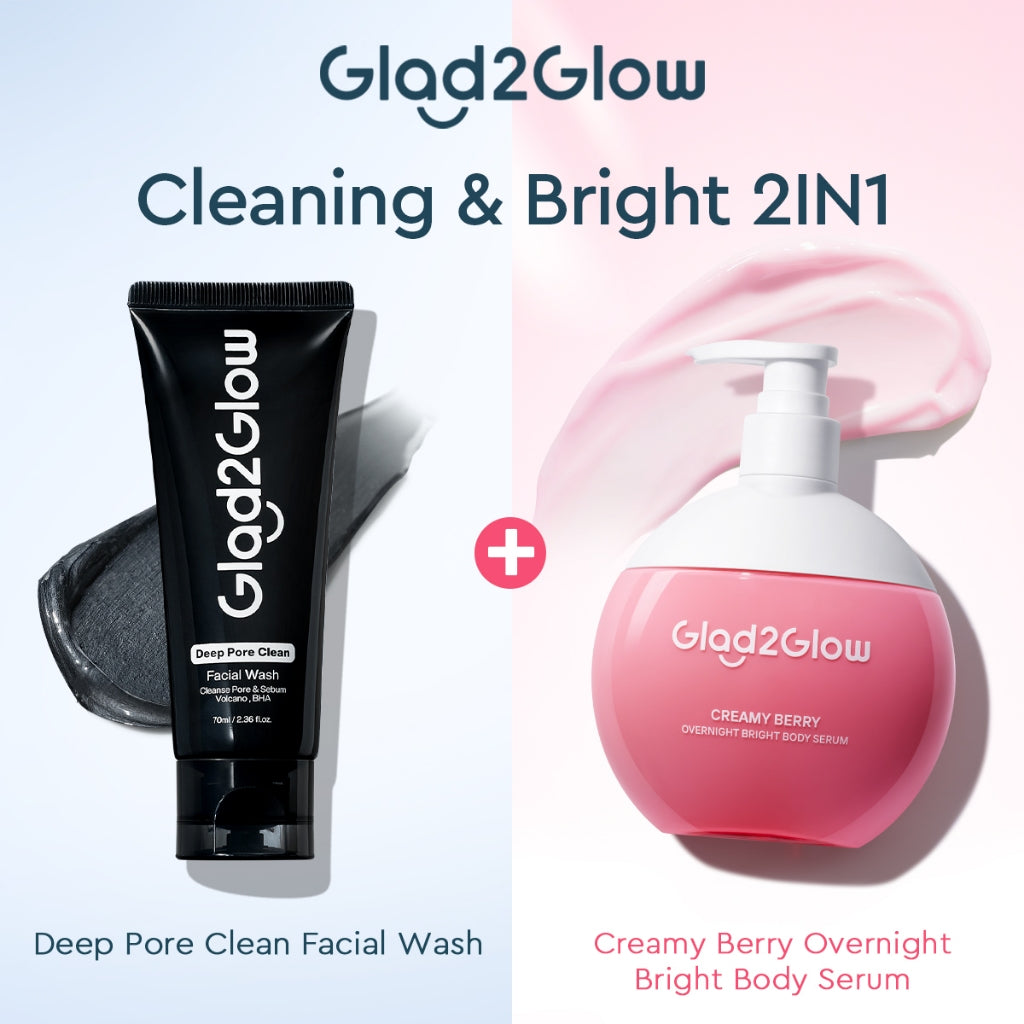 [NEW]Glad2glow Cleansing and Care Super Combo Volcanic Ash+BHA Deep Pore Clean Facial Cleanser Mencegah Komedo Face Wash Anti Jerawat Mengontrol Minyak Mencerahkan Kulit Mengecilkan Pori-Pori Pembersihan Mendalam g2glow official store