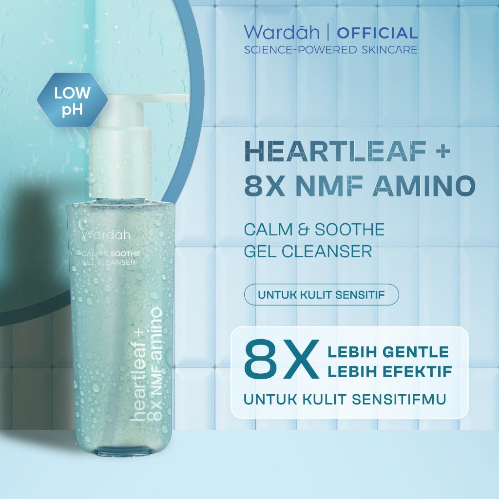 WARDAH Heartleaf + 8X NMF Amino Calm & Soothe Gel Cleanser 120 ml - Sabun Cuci Muka Face Wash Gentle Lembut untuk Melembabkan dan Menenangkan Kulit Wajah yang Kemerahan - Calm and Soothe Gel Cleanser -  Skincare