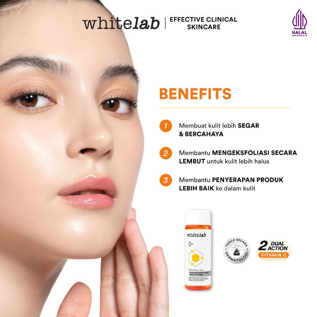 Whitelab Glow Booster C-Dose+ Essence Toner - Toner Pencerah Wajah Anti Kusam & Melembapkan dengan AHA [BPOM]