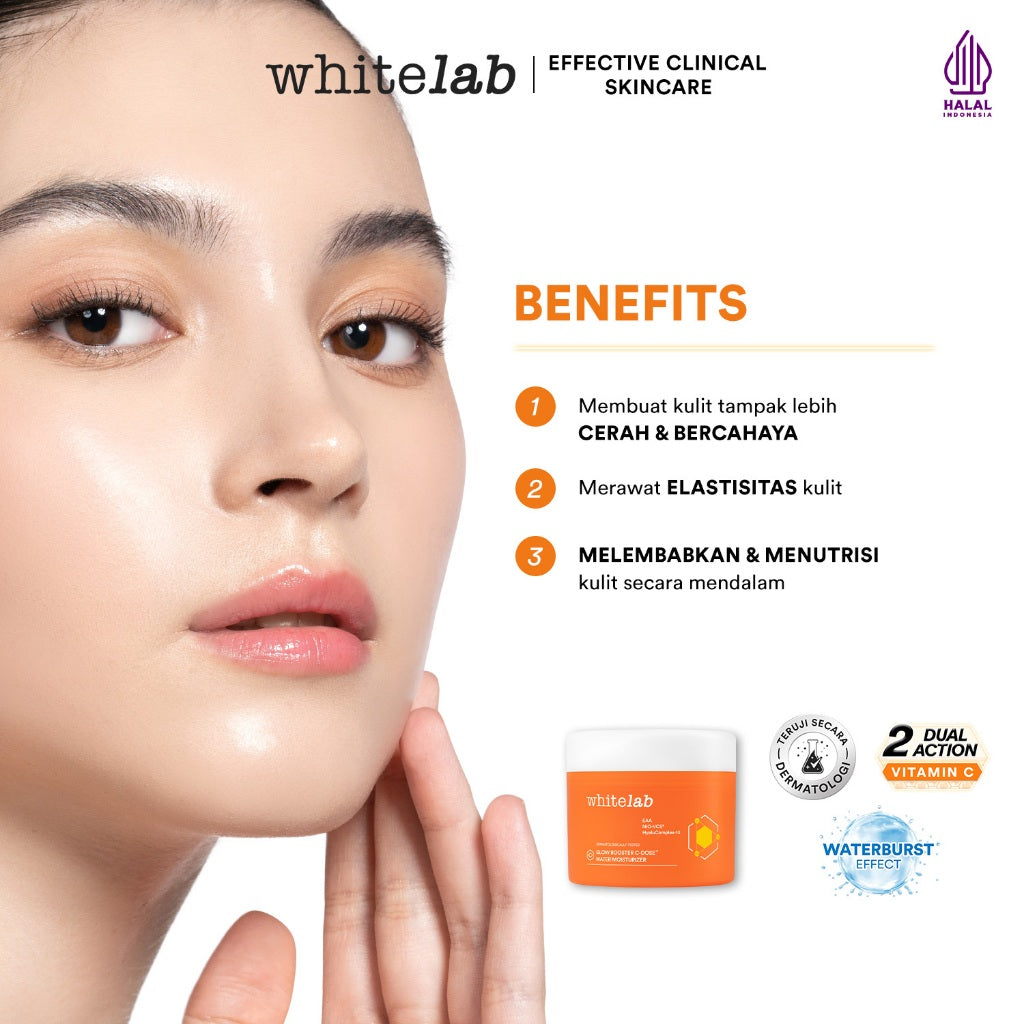 Whitelab Glow Booster C-Dose+ Water Moisturizer - Pelembap Pencerah Wajah, Menghidrasi dengan Hyaluronic & Tekstur Ringan [BPOM]