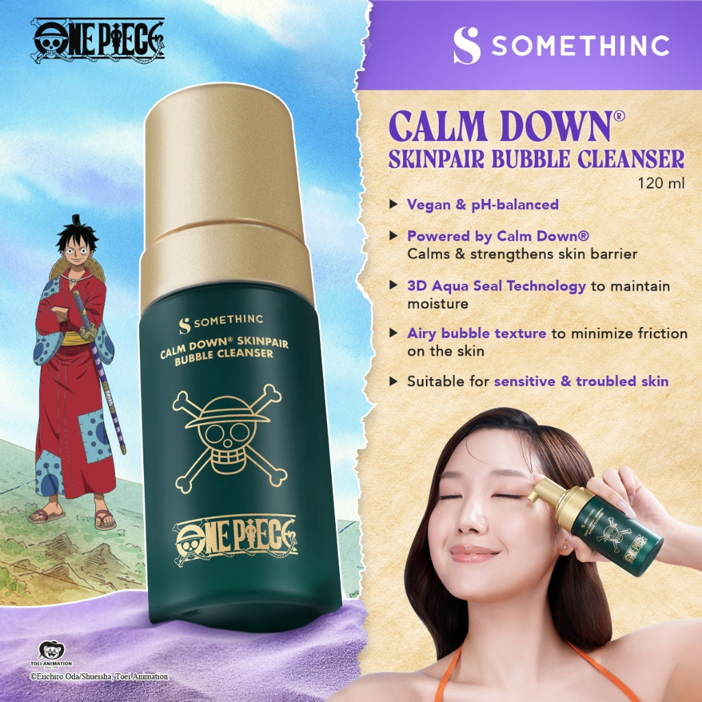 SOMETHINC [2 PCS] One Piece Limited Edition PROTECT & CLEANSE BUNDLE (Calm Down Bubble Cleanser, Holyshield Watery Sunscreen Gel SPF 50+ PA++++ )