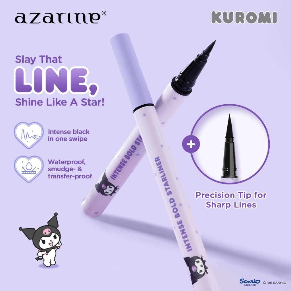 Azarine Intense Bold Starliner [0.55ml] Eyeliner Hitam Waterproof Longlasting Smudgeproof Transferproof Anti Luntur Tahan Lama di Kelopak Berminyak