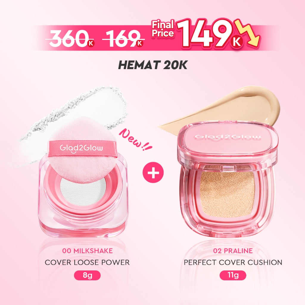 Glad2Glow Perfect Blur&Cover Loose Powder oil control Finishing Kontrol Minyak Tahan Lama Anti Luntur Halus Sempurna & Cover Tinggi bedak padat bedak tabur two way cake cushion foundation setting spray make up g2g glad2glow official store