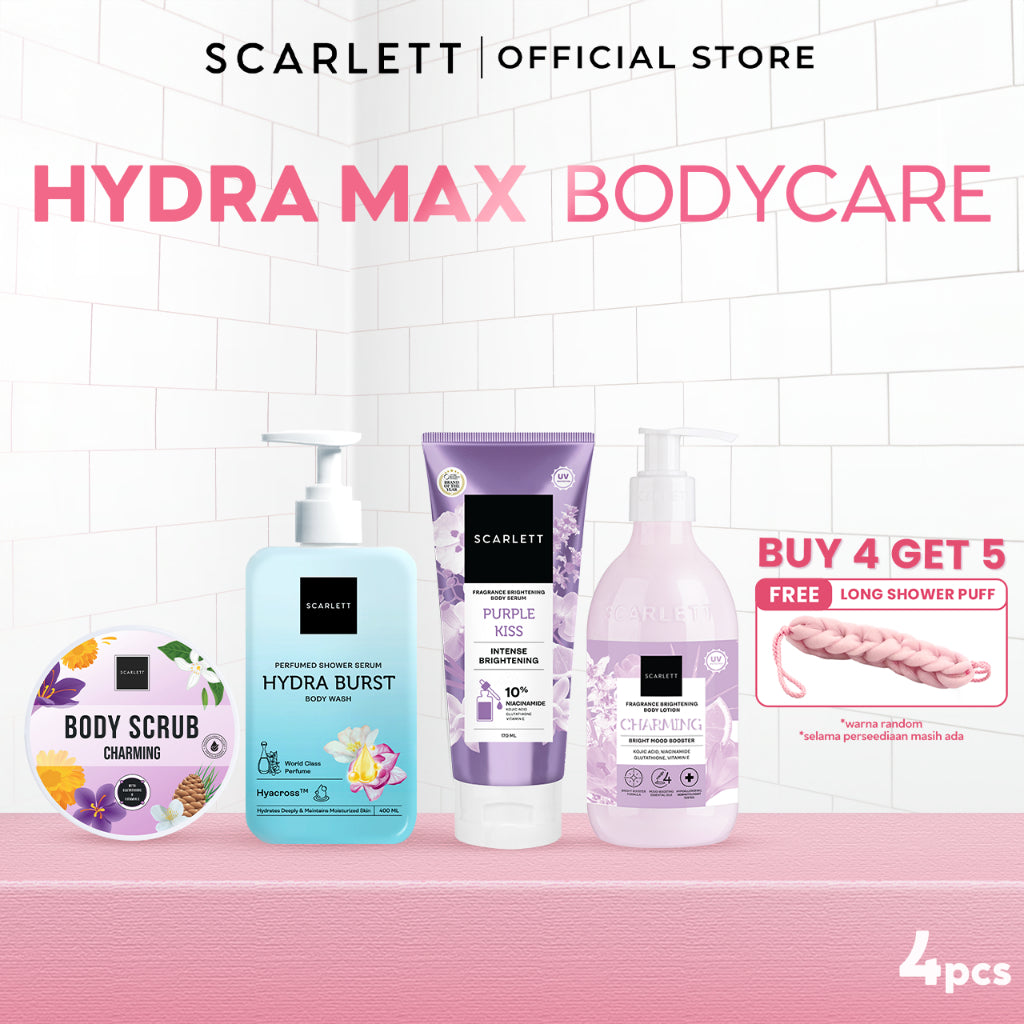 SCARLETT Top Picks Glow Body Care Series 5in1 Body Scrub + Shower Gel/Shower Scrub + Exfoliate + Body Serum + Body Lotion Paket Lengkap Fragrance Body Care | Aroma Wangi Mewah Tahan 12 Jam Mencerahkan Melembabkan Menutrisi Kulit