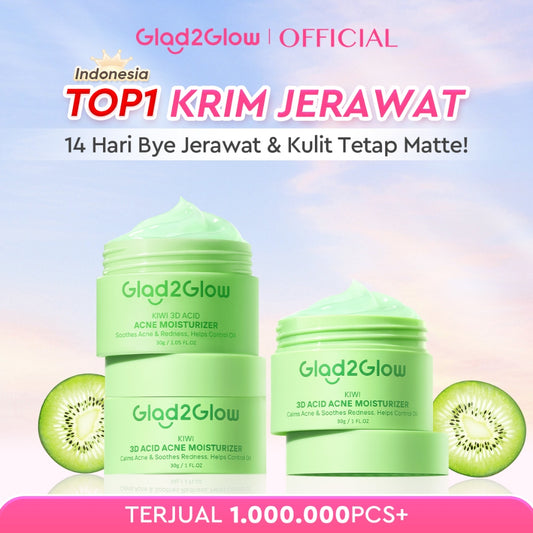 GLAD2GLOW Kiwi 3D Acid Acne Moisturizer Pelembab Wajah Jerawat Mencerahkan Pencerah Wajah&Penuaan Hilangkan Flek & Tenangkan Kulit Skincare Pelembab Esensi Wajah Perawatan Kulit Pelembab Wajah Pembersih day cream tone up g2g official store